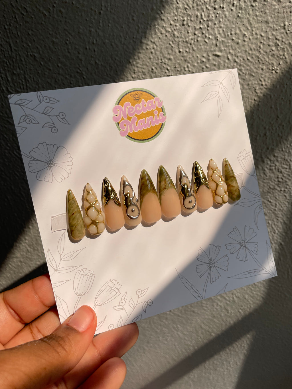 Alchemy | Earthy Press-On Nails | Green Abstract Set